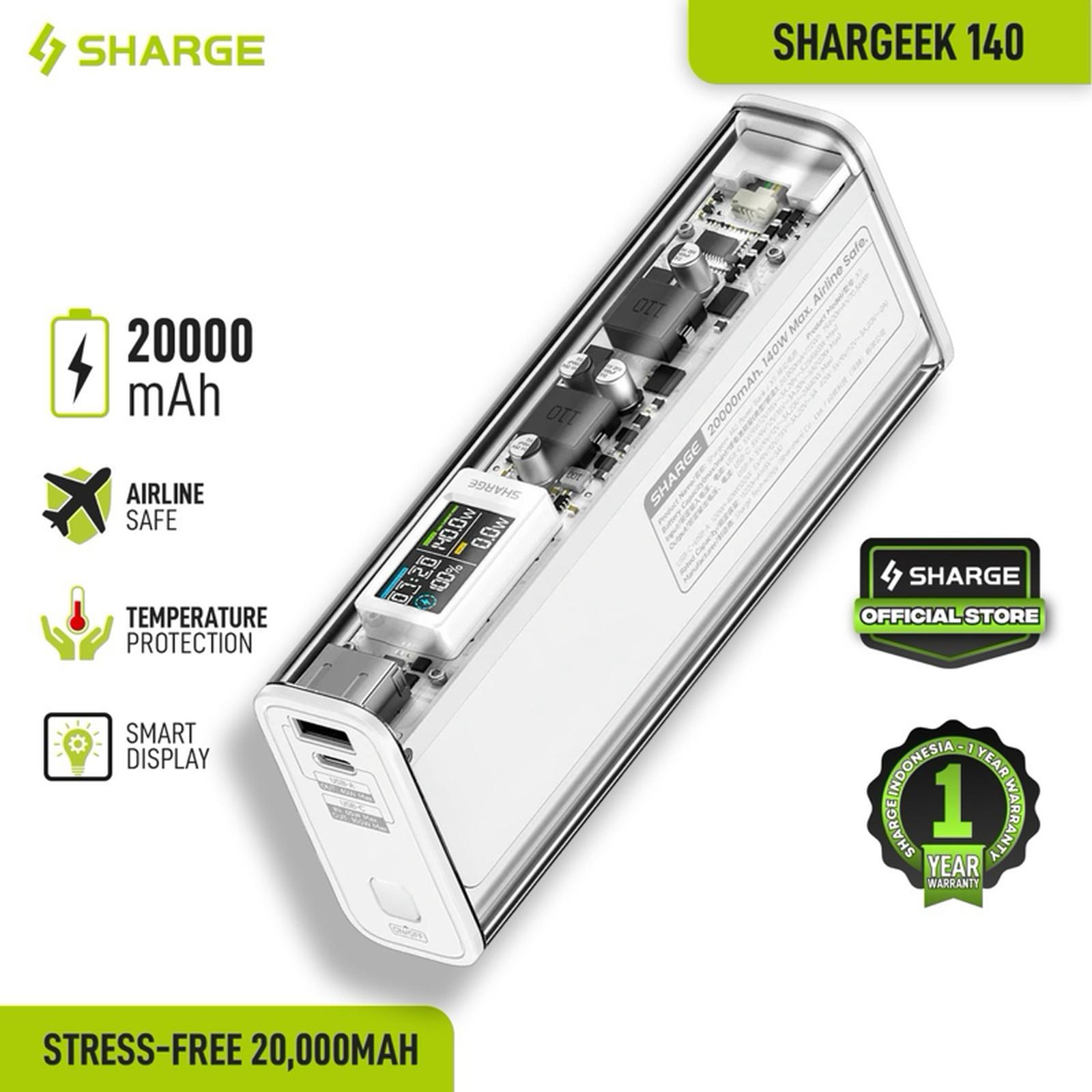 Shargeek 140 PD USB-C 20000mAh Powerbank Handphone HP Notebook Laptop - Putih