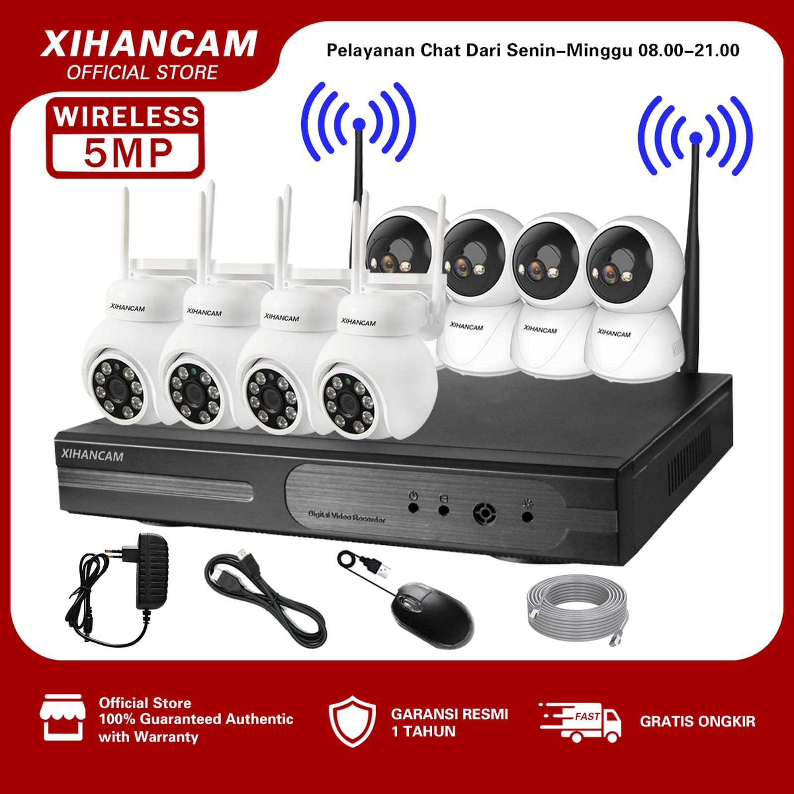 XIHANCAM 5MP Paket CCTV Wireless 10CH Kit Nirkabel Kamera CCTV NVR Wireless Komplit Siap Pasang - 2 OUT