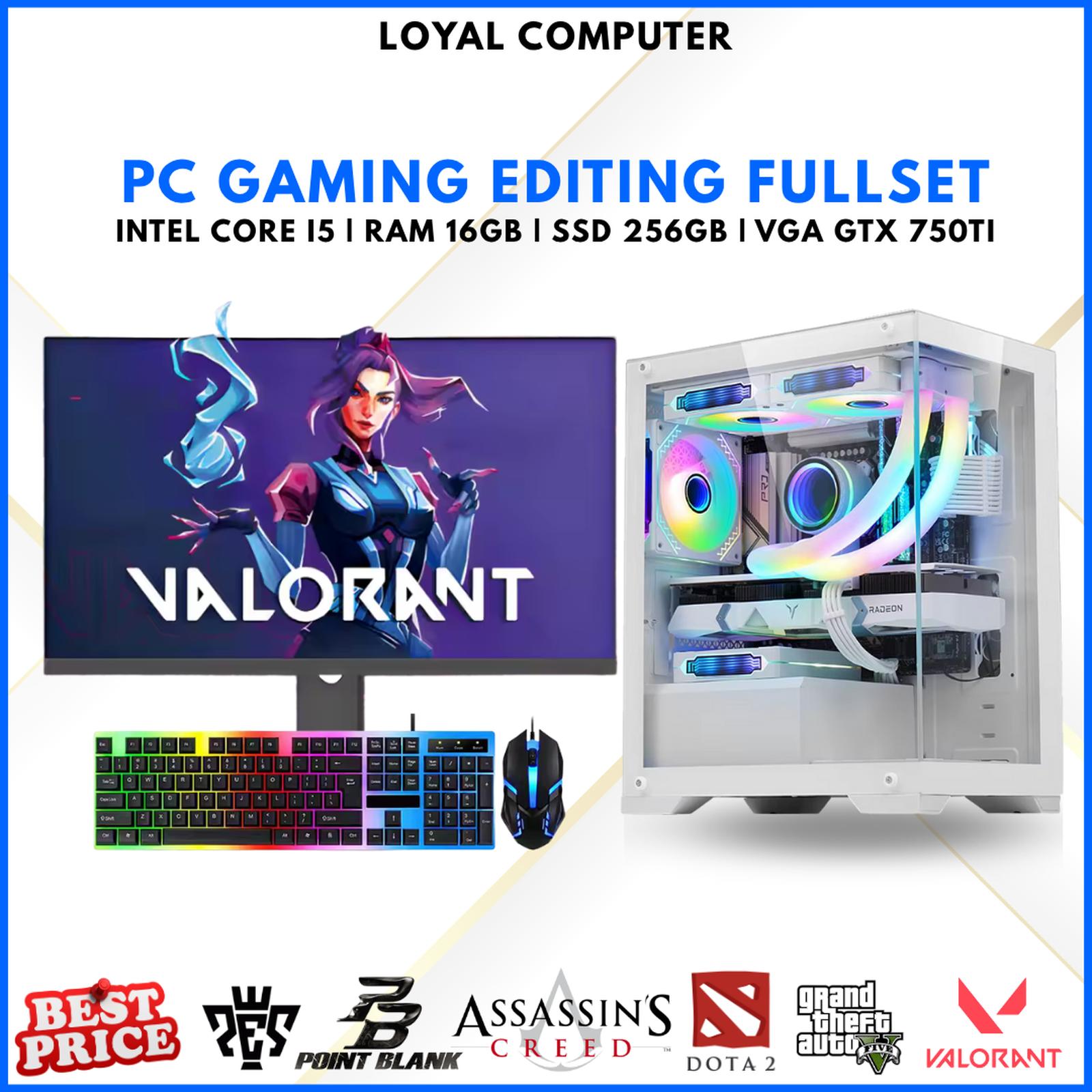 PC RAKITAN FULLSET GAMING EDITING INTEL CORE I5 | RAM 16GB | SSD 256GB | GTX 750 TI 4GB | LED 24